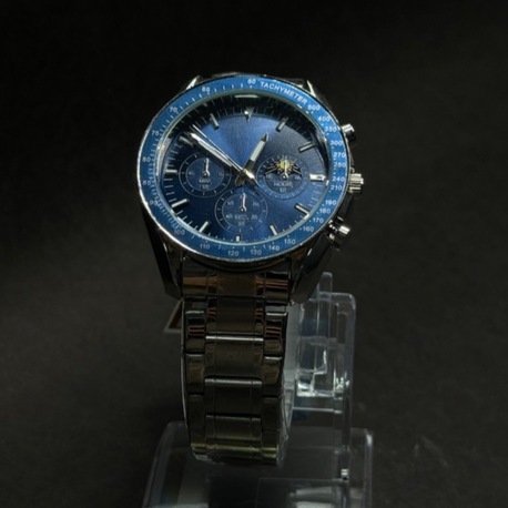 Mavi Kadranlı Çelik Kordon Kronograf Erkek Saat
