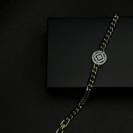 Taşlı Oval Zincir Detaylı Bileklik