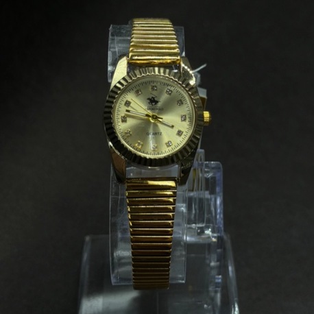 Parlak Altın Kasa Metal Bilezikli Saat