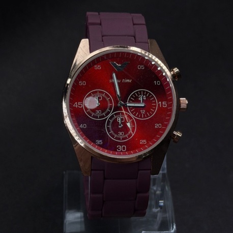 Bordo Silikon Kordonlu Kronograf Tasarımlı Erkek Saat