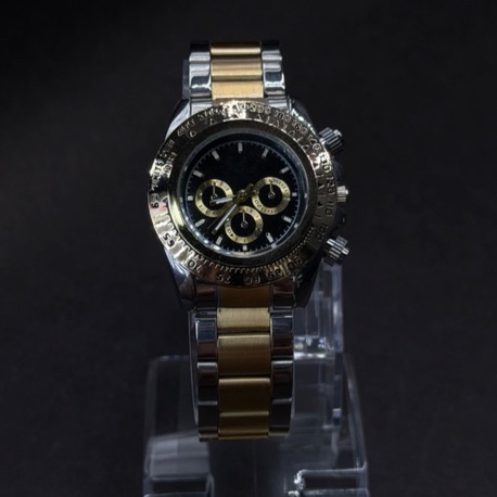 Siyah Kadran Gold Detaylı Çelik Kordon Saat