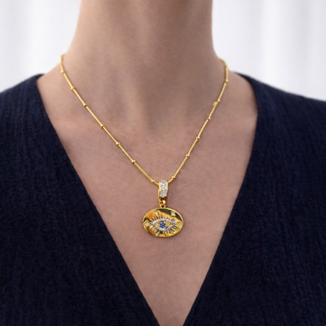 Işıltılı Göz Tasarım Altın Zincir Kolye