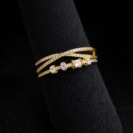 Baget Taşlı Çoklu Bant Kadın Yüzük