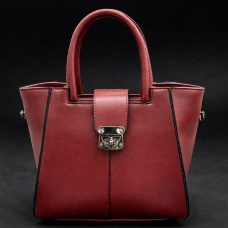 Bordo Metal Kilitli Şık El Çantası