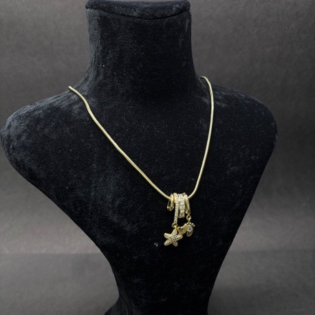 Gold Çoklu Charm Taşlı Kadın Kolye