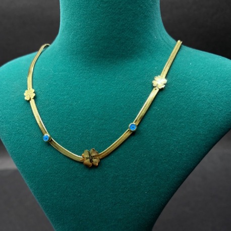 Çiçek Motifli Modern Zincir Kolye