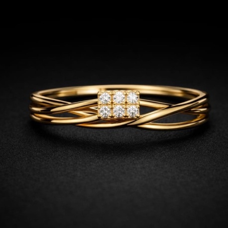 Işıltılı Geçişli Tasarım Gold Yüzük