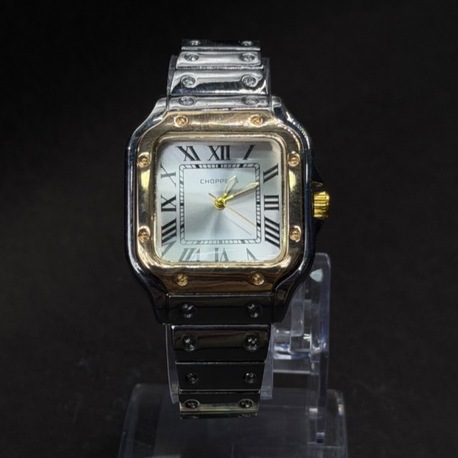 Altın Detaylı Kare Kasa Analog Kol Saati