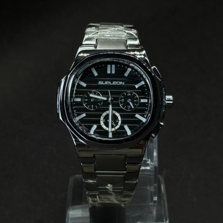 Çelik Kordonlu Siyah Kadran Çok Fonksiyonlu Erkek Saat