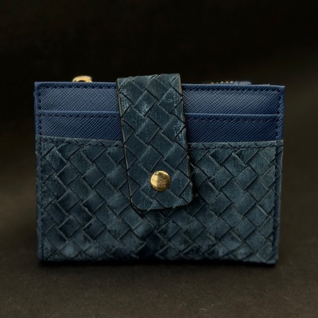Lacivert Örgü Desenli Mini Kadın Cüzdan