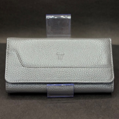 Gri Deri Dokulu Uzun Kadın Cüzdan
