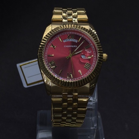 Bordo Kadranlı Altın Kasa Gün-Tarih Detaylı Erkek Saat