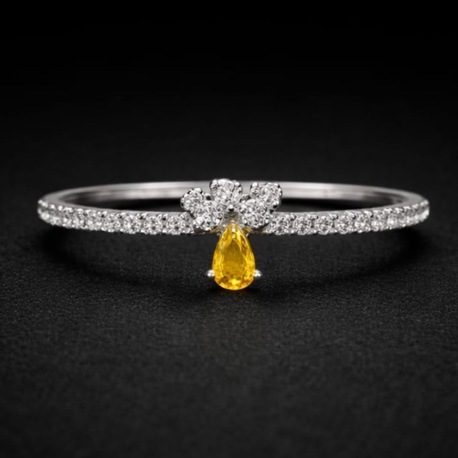 Damla Kesim Sarı Taşlı Kadın Yüzük