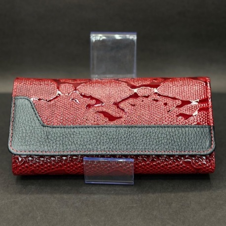 Bordo Desenli & Siyah İç Tasarımlı Deri Cüzdan