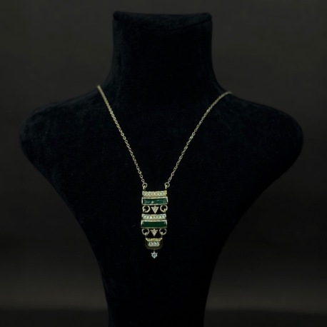 Vintage Tasarım Altın Renk Taşlı Kolye