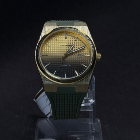 Yeşil Kordonlu Altın Ton Kasalı Analog Kol Saati