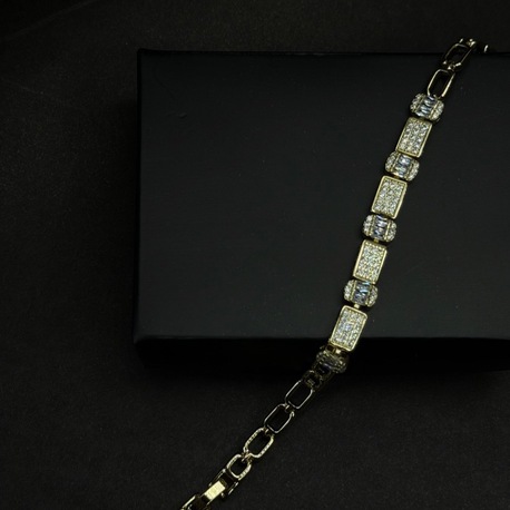 Gold Işıltılı Dikdörtgen Taşlı Bileklik