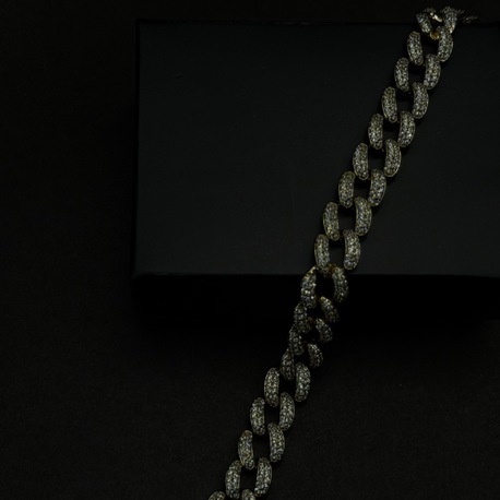 Gold Tam Taşlı Kalın Zincir Bileklik