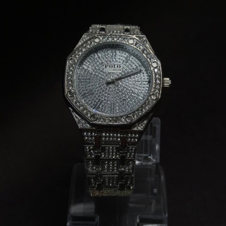 Taşlı Gümüş Renk Metal Kordon Kol Saati