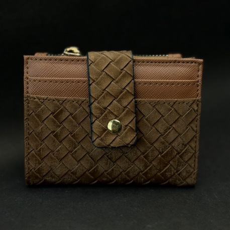 Örgü Dokulu Çıtçıtlı Kadın Cüzdan – Kahverengi