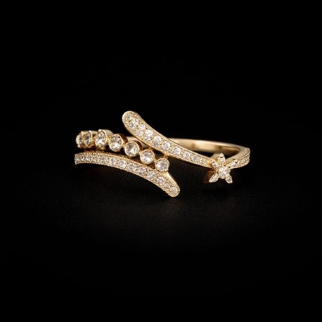 Gold Renk Işıltılı Yıldız Tasarım Yüzük