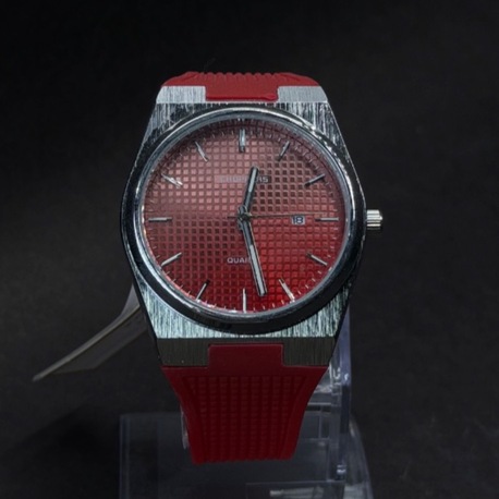 Kırmızı Kadranlı Silikon Kordon Analog Kol Saati