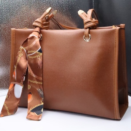 Kahverengi Fular Detaylı Şık Kadın Çanta