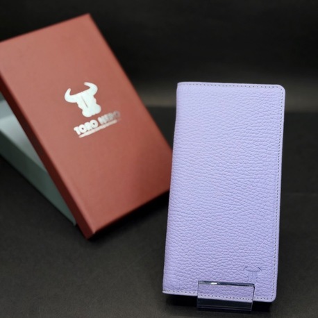 Lila Renk Kadın Uzun Cüzdan – Çok Bölmeli Fermuarlı Model