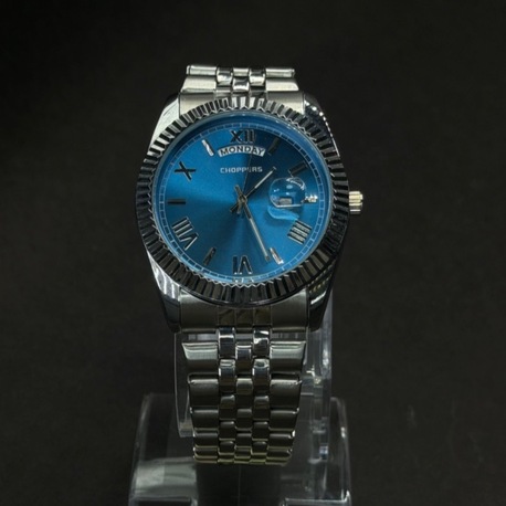 Mavi Zeminli Takvim Detaylı Analog Saat