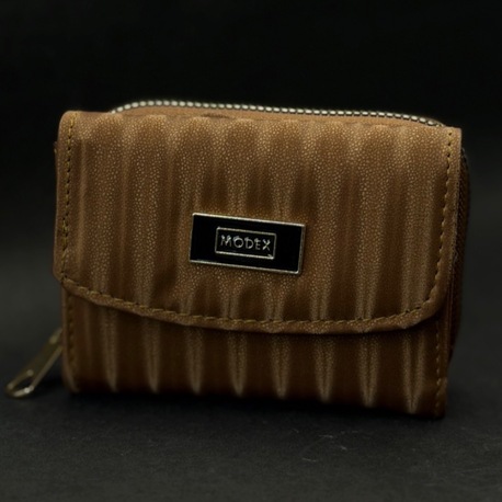 Dokulu Yüzeyli Taba Renk Fermuarlı Kadın Cüzdan