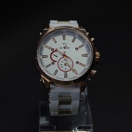 Rose Gold Kasa Beyaz Kordon Çok Fonksiyonlu Erkek Saat