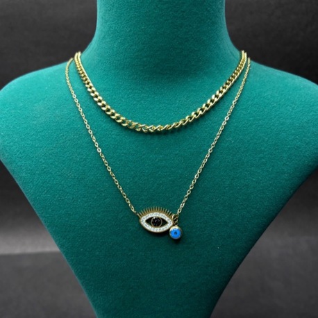 Nazar Göz Figürlü Katmanlı Kolye