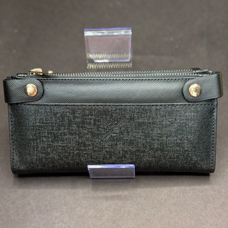 Dokulu Yüzeyli Siyah Uzun Kadın Cüzdan