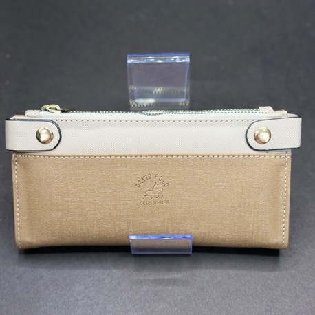 İki Renk Detaylı Bej Kadın El Cüzdanı