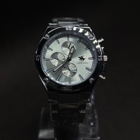 Gümüş Kadranlı Çok Göstergeli Metal Erkek Kol Saati